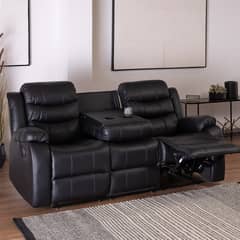 VYS SPA - SOFA RECLINABLE SANTI BLACK 3 CUERPOS CON POSAVASOS