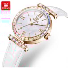 STARTECHOFFICE - Reloj de Mujer Elegante con Correa de Cuero y Cristales Multicolor