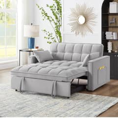 YOMYM - Sofa Cama Cuero Sintetico Base De Fierro Almacenable 1365×54×76 cm
