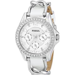 FOSSIL - Reloj Riley ES3463 Blanco De Cuero Piel Para Mujer