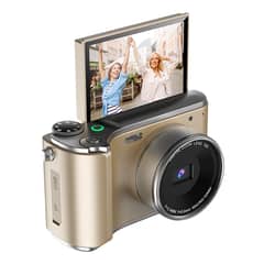 RENVMEXY - Cámara Digital 4K LK-006A Dorada 48MP Zoom 16X 64GB