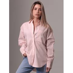 CALVIN KLEIN - Camisa Woven Label Relaxed Rosado