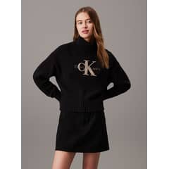 CALVIN KLEIN - Sweater Chenille Monologo Negro