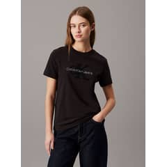 CALVIN KLEIN - Polera Chenille Monologo Negro