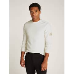 CALVIN KLEIN - Polera LS Badge Waffle Blanco