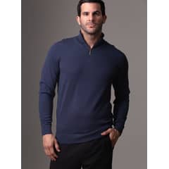 CALVIN KLEIN - Sweater Merino Rws Quarter Zip Azul