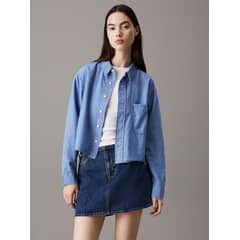 CALVIN KLEIN - Camisa Cropped Dad Azul