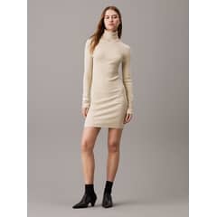 CALVIN KLEIN - Vestido Woven Label Beige
