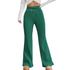 AGW - Pantalón Lanilla Tejido Palazzo Tiro Alto Elasticados Wide Leg