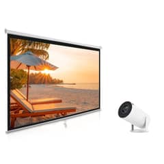 GENERICO - Combo Proyector Led HD con Wifi y Telon Roller 72 Pulgadas