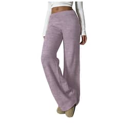 AGW - Pantalón Lanilla Tejido Palazzo Tiro Alto Elasticados Wide Leg