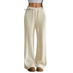 AGW - Pantalón Flare Lanilla Tejido Palazzo Tiro Alto Elasticados Wide Leg