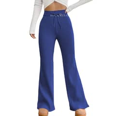 AGW - Pantalón Flare Lanilla Tejido Palazzo Tiro Alto Elasticados Wide Leg