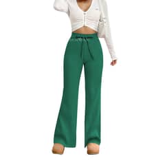 AGW - Pantalón Flare Lanilla Tejido Palazzo Tiro Alto Elasticados Wide Leg