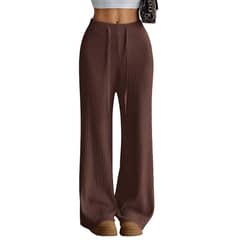 AGW - Pantalón Flare Lanilla Tejido Palazzo Tiro Alto Elasticados Wide Leg