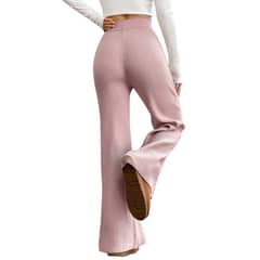 AGW - Pantalón Lanilla Tejido Palazzo Tiro Alto Elasticados Wide Leg