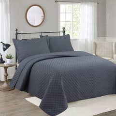 GENERICO - Combo Cubrecama Quilt y sabana Gris