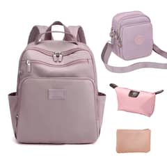BRO TOUMI - 4 en 1 Mochila Cartera Bolso Juvenil de Mujer Impermeable ZXF-Morado