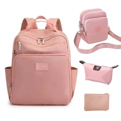 BRO TOUMI - 4 en 1 Mochila Cartera Bolso Juvenil de Mujer Impermeable ZXF-Rosa