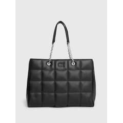 CALVIN KLEIN - Cartera Tote Square Quilt Negro