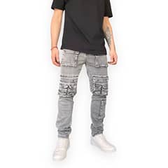 DIABOLO JEANS - Jeans Cargo Hombre Múltiples Bolsillos Skinny Elasticado