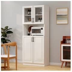 HOMER DESIGN - Mueble De Cocina De Pata Estante Con Vidrio 60x36x176cm