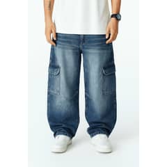 DIABOLO JEANS - Jeans Cargo Wide Leg Hombre Urbano Bolsillos Grandes