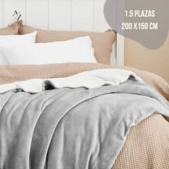 AZ AURAZEUS - Frazada Chiporro 1.5 Plazas Manta Termica Sherpa Polar Gris Az