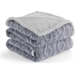 AZ AURAZEUS - Frazada Chiporro 2 Plazas Manta Termica Sherpa Polar Gris Diseño Az