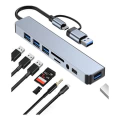 GENERICO - Adaptador Hub 8 En 1 Color Gris 100mbps