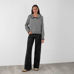 RAINDOOR - Sweater Polo Rayas Negro Mujer