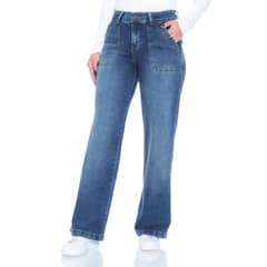 WADOS - JEANS CARGO RECTO TIRO ALTO PUSH UP PRETINA 1 BOTON
