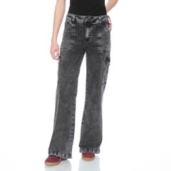 WADOS - JEANS RECTO CARGO TIRO ALTO PRETINA UN BOTON PUSH UP