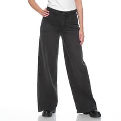 WADOS - JEANS WIDE LEG TIRO ALTO PRETINA BASICA 1 BOTON