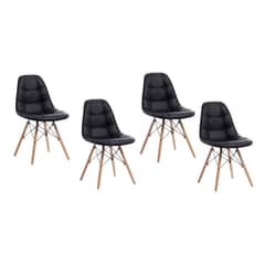 GENERICO - Pack de 4 Silla Buckle Acolchada - Negro