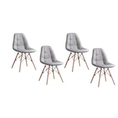 GENERICO - Pack de 4 Silla Buckle Acolchada - Gris