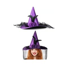 TODODISFRACESCHILE - Gorro Sombrero Disfraz Bruja Halloween Flor-pluma
