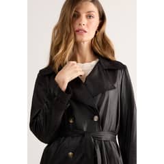 MA GRIFFE - Trench Negro Mujer Magriffe