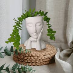 GENERICO - Macetero Diseño Mujer decorativo Plástico 15cm Blanco