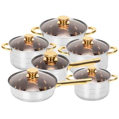 CHEFCHOICE - Batería de Cocina 12pcs Acero Inoxidable Doble fondo