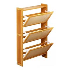 MUNDO MAGIA - Zapatero Organizador 3 Puertas Bambú Elegante De Madera-