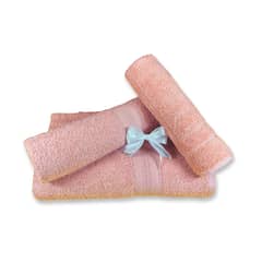 LOURDES - Set De 3 Toallas 500G Color Palo Rosa (Baño, Manos, Piso)