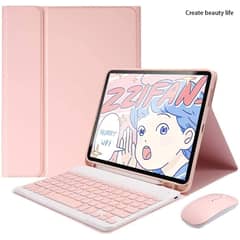 PUREPOWER - Funda con teclado y mouse para Galaxy Tab S7 o S8 Plus - Rosada