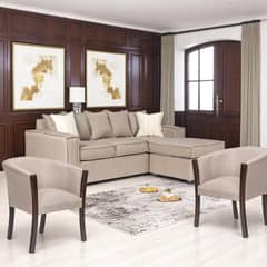 SITIAL HOME - LIVING 311 HAVANNA BEIGE SECCIONAL Y PAR DE SITIALES