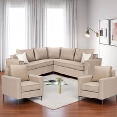 SITIAL HOME - LIVING 311, LEHMANN BEIGE SECCIONAL MAS 2 POLTRONAS RESORTES