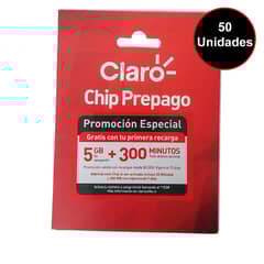 CLARO - Chip Prepago pack de 50 Unidades