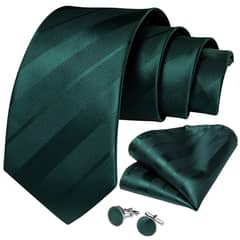 SN SONEC - Corbata verde esmeralda formal hombre paño y colleras Modelo Emerald