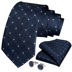 SN SONEC - Corbata azul oscuro formal hombre paño y colleras Night Ocean