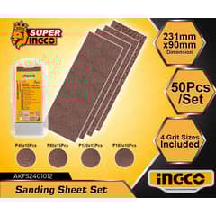 INGCO - Set 50 Lijas P40 P80 P120 P180 90x231 Mm Akfs2401012