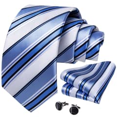 SN SONEC - Corbata celeste y blanca hombre paño y colleras Celeste Primavera